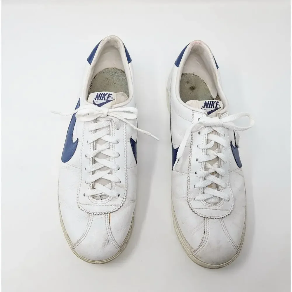 Vintage Nike Leather Bruin Leather White Blue Shoes Korea Men's Size 13
